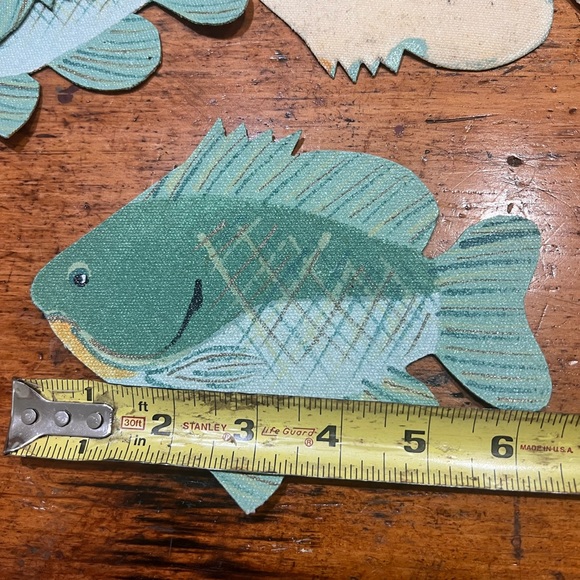 Canvas Fish Coasters Handmade One of a Kind Set of 4 - Picture 5 of 7